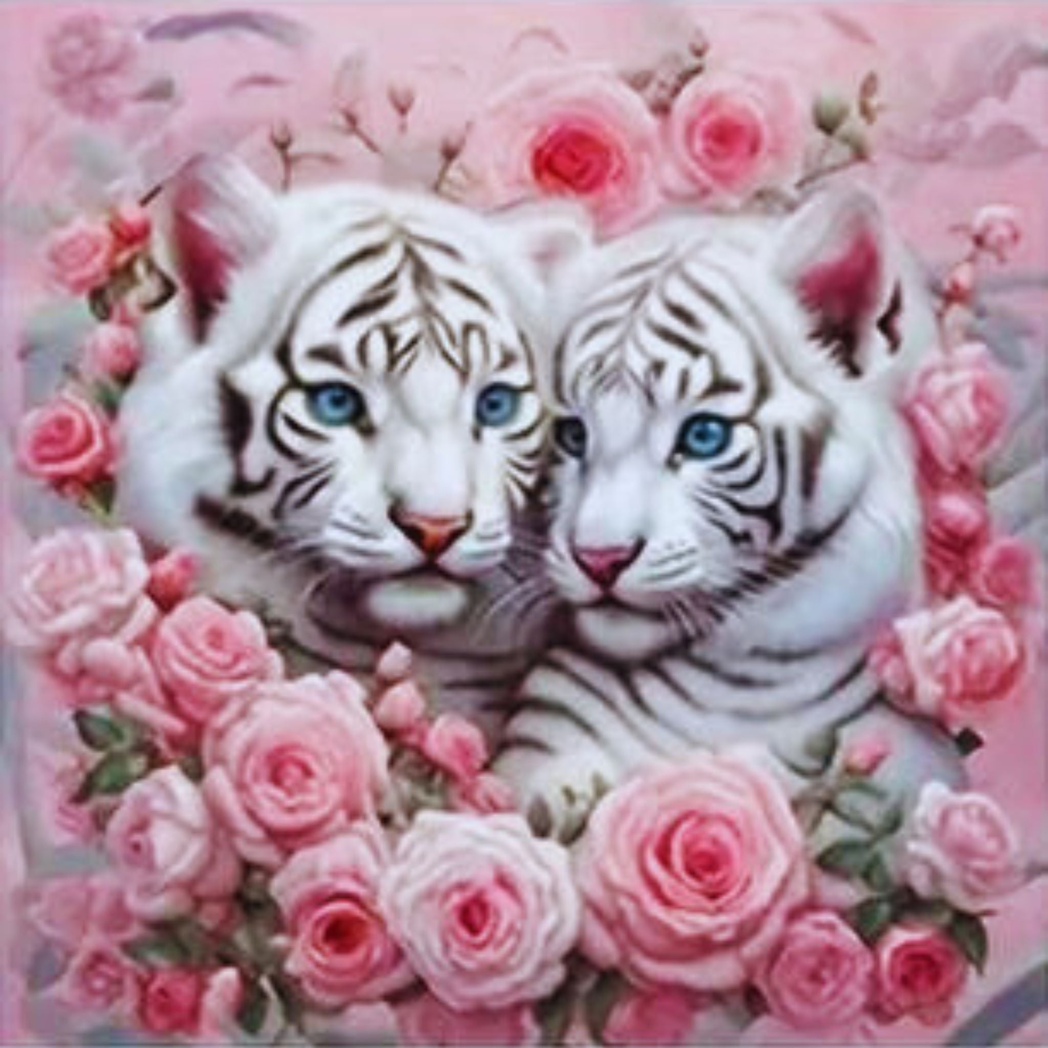 la quatrième du  Kit  diamond painting dulot 4 tigres blancs 30 par 30cm. Diamants ronds