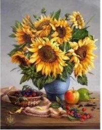 A13 - Peinture Diamant - Tournesols et Nature Morte Champêtre 30x40 - Art & Trésorts
