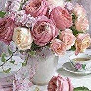A16 - Peinture Diamant - Roses Pastel et Tasse de Thé Romantique 30x40 - Art & Trésorts