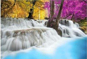 A21 - Peinture Diamant - Cascade Turquoise et Arbres Colorés 30x40 - Art & Trésorts