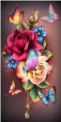 A24 - Peinture Diamant - Roses et Papillons Enchantés 30x55 - Art & Trésorts