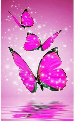A29 - Peinture Diamant - Papillons Roses Scintillants 25x35 - Art & Trésorts