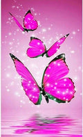 A29 - Peinture Diamant - Papillons Roses Scintillants 25x35 - Art & Trésorts