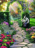A42 - Peinture Diamant - Jardin Enchanté et Portail Fleuri 35x45 - Art & Trésorts