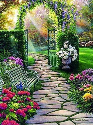 A42 - Peinture Diamant - Jardin Enchanté et Portail Fleuri 35x45 - Art & Trésorts