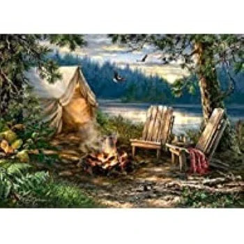 A65 - Peinture Diamant - Camping au Bord du Lac 30x40 - Art & Trésorts