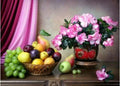 A68 - Peinture Diamant - Nature Morte Fruits et Fleurs Roses 30x40 - Art & Trésorts