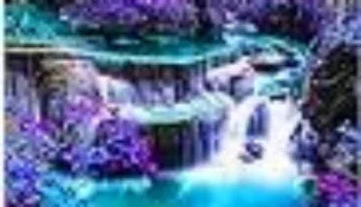 A73 - Peinture Diamant - Cascade Enchantée et Forêt Violette - Art & Trésorts