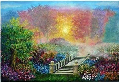 A8 - Peinture Diamant - Jardin Féerique et Escalier Enchanté 30x40 - Art & Trésorts
