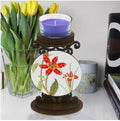 C130 - Support en Bois Chandelier - Fleurs Rouges 10x14,5 cm - Art & Trésorts