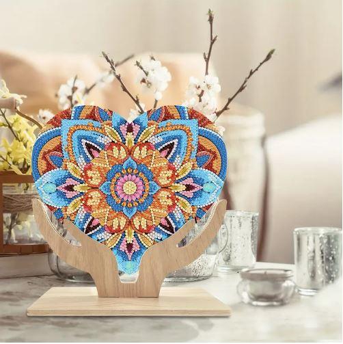 C133 - Support en Bois Cœur avec Plexiglass 18,5x18 cm - Art & Trésorts