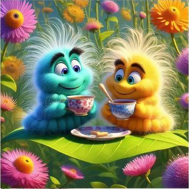 C96 - Peinture Diamant - Créatures Duveteuses et Thé 40x40 - Art & Trésorts