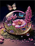 D114 - Peinture Diamant - Sphère de Cristal et Papillons 30x40 - Art & Trésorts