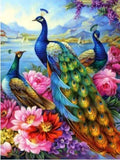 D124 - Peinture Diamant - Paons Majestueux et Jardin Fleuri 20x30 - Art & Trésorts