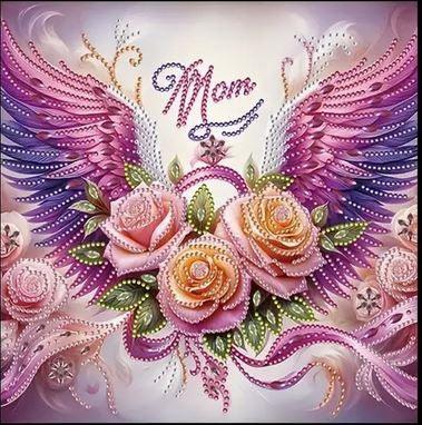 D133 - Peinture Diamant - Cœur Mom Ailé 30x30 - Art & Trésorts