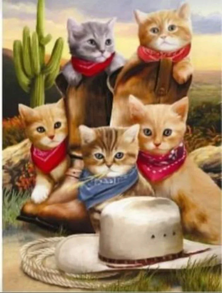 D148 - Peinture Diamant - Chatons Cowboys du Désert 20x30 - Art & Trésorts