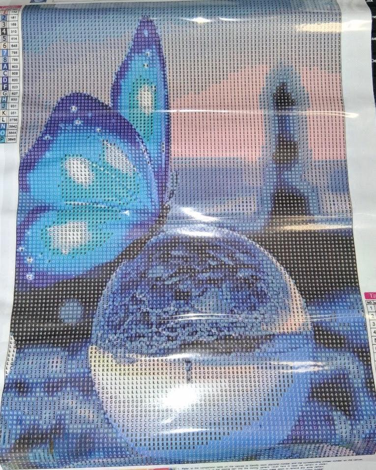 D159 - Peinture Diamant - Papillons Bleus Enchanteurs 30x40 - Art & Trésorts