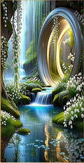 D200 - Peinture Diamant - Portail Mystique et Cascade 40x70 - Art & Trésorts