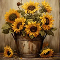 D62 - Peinture Diamant - Tournesols Rustiques en Pot 20x20 - Art & Trésorts