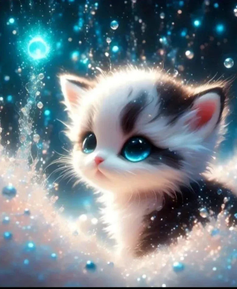 D64 - Peinture Diamant - Chaton Céleste Magique 20x20 - Art & Trésorts