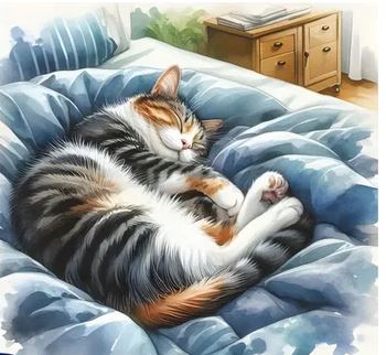 Diamond Painting Chat Endormi Aquarelle 30x30cm - Art & Trésorts