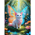 Diamond Painting Chat Fée Papillon 30x40cm | Diamants Ronds - Art & Trésorts