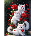 Diamond Painting Chatons Blancs Roses Rouges Coeurs 30x40cm - Art & Trésorts