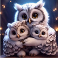 Diamond Painting Famille Hiboux 40x40 | Diamants Ronds - Art & Trésorts