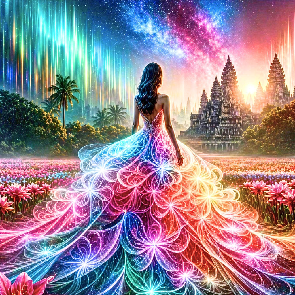 Diamond Painting Femme Robe Lumineuse Temple 30x30cm - Art & Trésorts