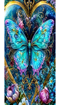 Diamond Painting Papillon Bleu 40x70 | Diamants Ronds - Art & Trésorts