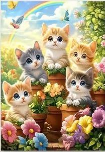 E12- Ensemble de 3 Peintures Diamant - Chatons Adorables 30x40 - Art & Trésorts