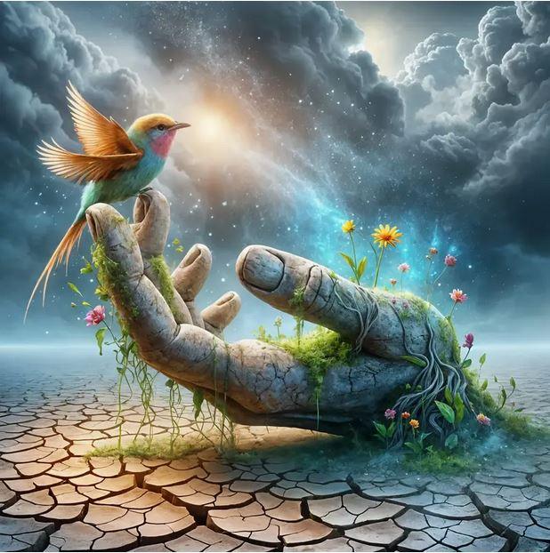 E3 - Main de la Nature et Colibri Doré - Art & Trésorts