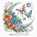 E67 - Peinture Diamant 2D Plat - Lune Florale et Papillons 19,8x19,8 - Art & Trésorts