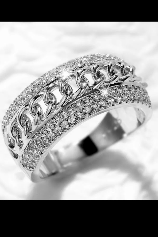 Superbe Bague Argent Trois Rangs Tressés Cristaux - Art & Trésorts