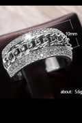 Largeur de la bague 10 mm Bague Argent Trois Rangs Tressés Cristaux - Art & Trésorts