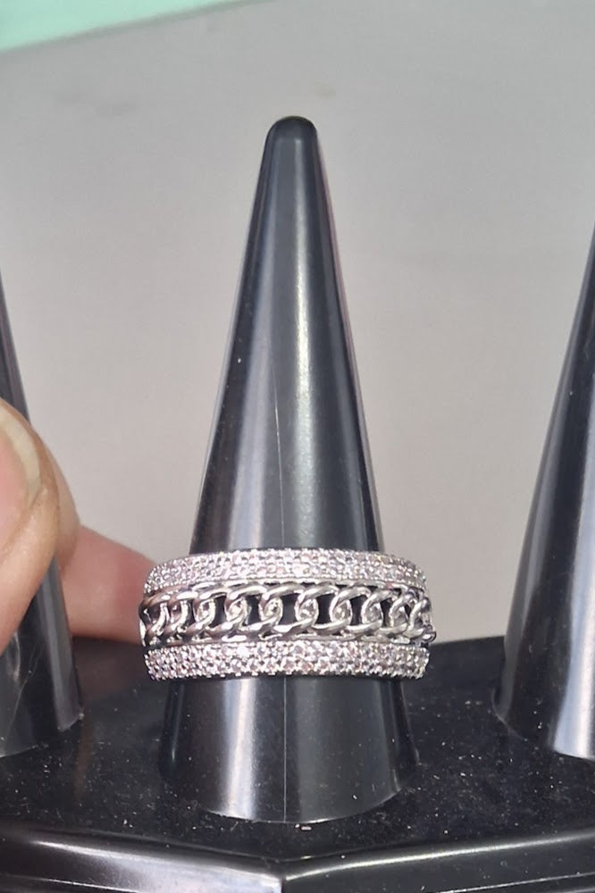 Bague Argent Trois Rangs Tressés Cristaux - Art & Trésorts