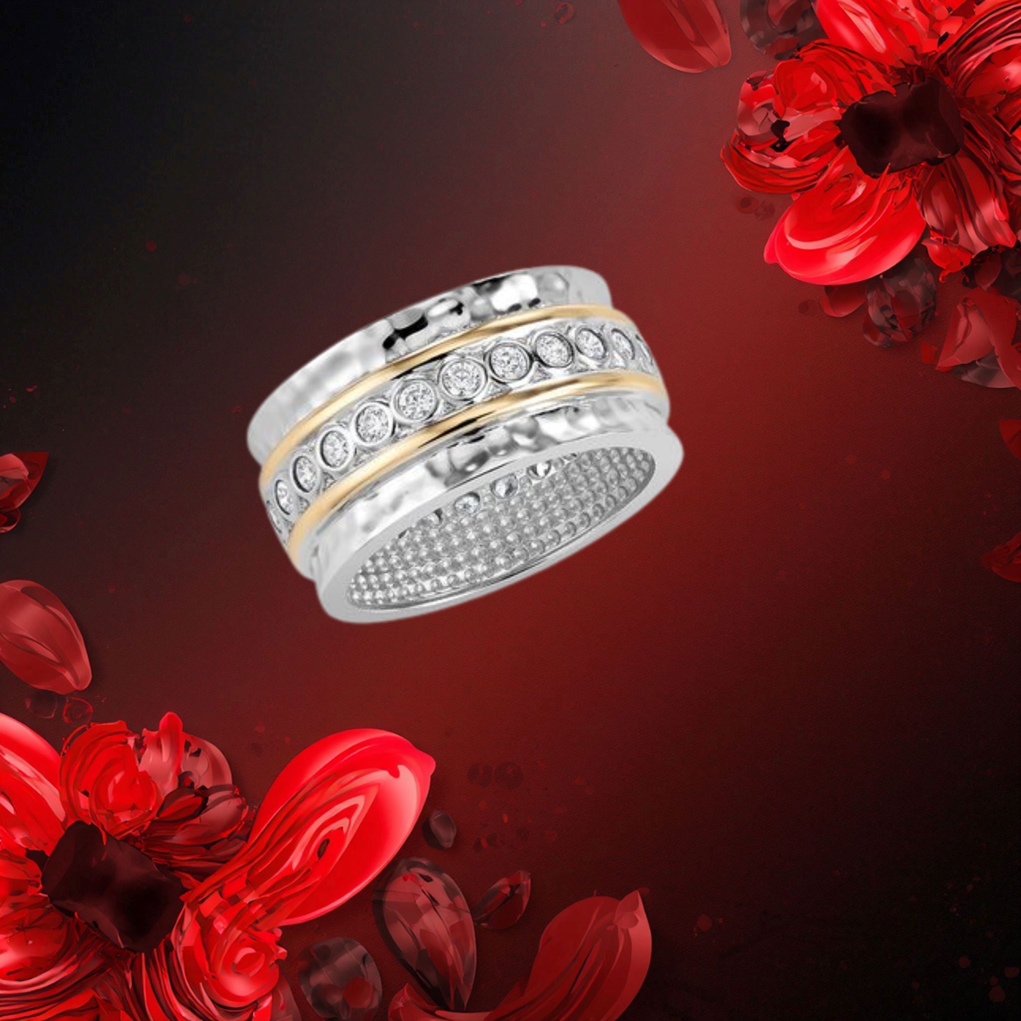 La bague Diane de Tocara est un anneau large et luxueux - Argent Sterling DiAmi Or 14K T.10