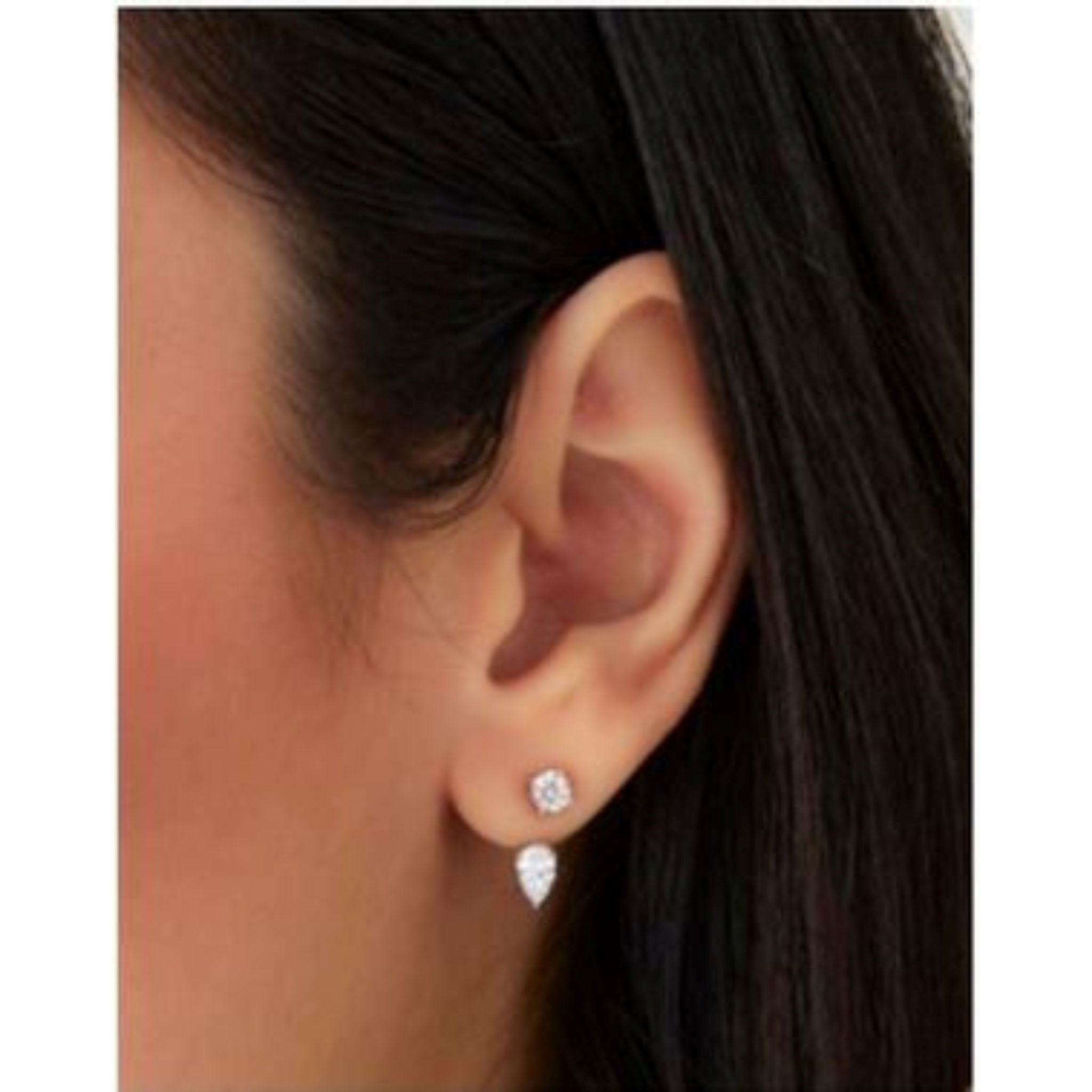 Boucles d'oreilles à tiges Monica 2 en 1 Tocara, pierres DiAmi scintillantes, argent sterling. Élégantes et polyvalentes. 