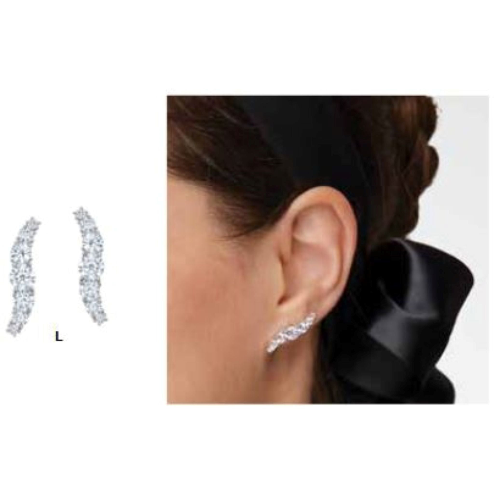 Boucles d'oreilles ear climbers Sabrina, pierres DiAmi scintillantes et argent sterling. 
