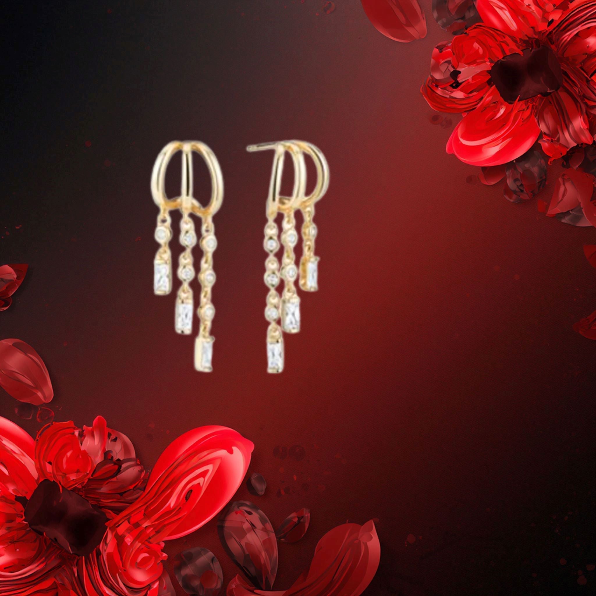 Boucles d'oreilles chandelier Tocara, pierres DiAmi, argent sterling finition or 14K