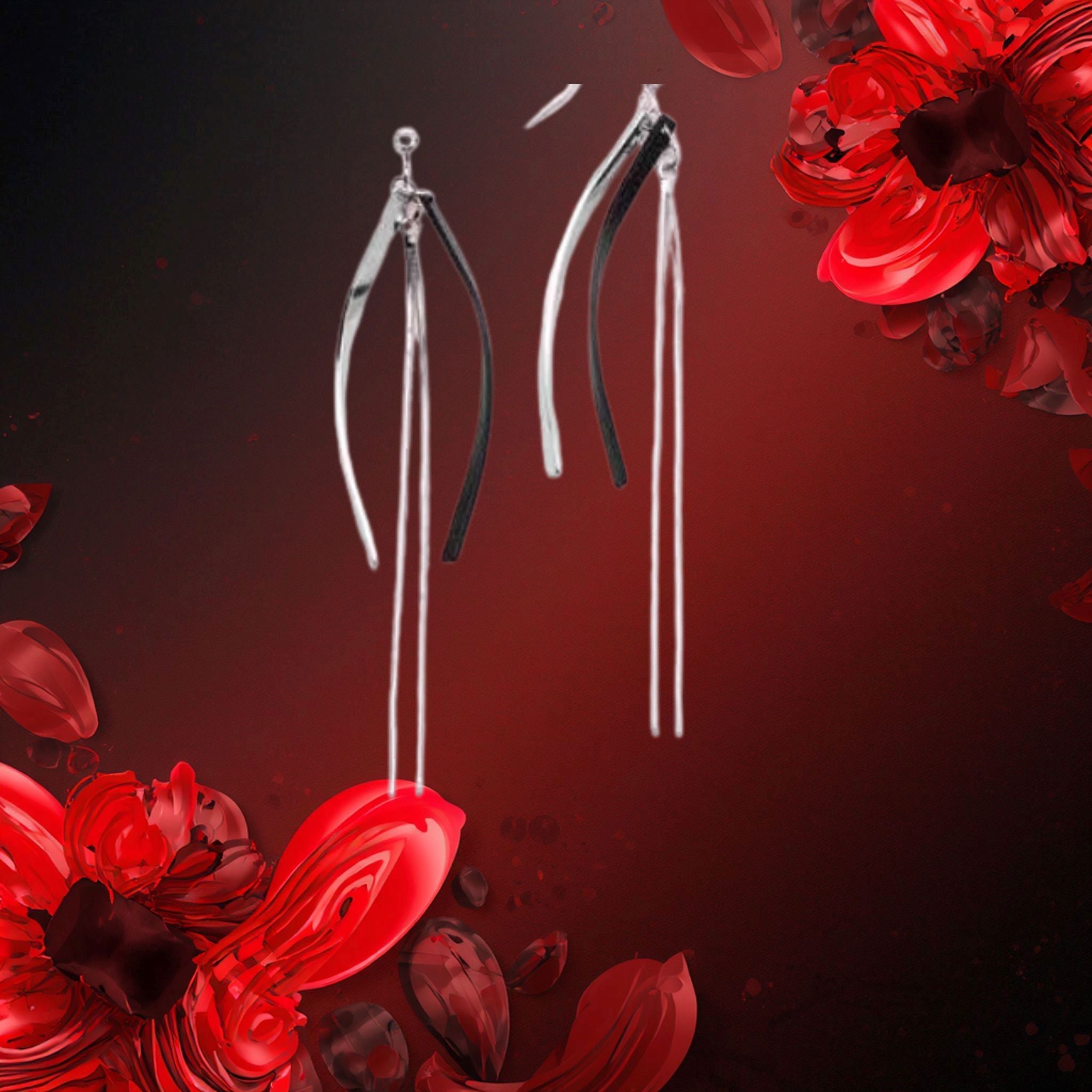 Les boucles d'oreilles Dominique de Tocara sont de longues boucles minimalistes à crochets en acier inoxydable -  Cuir Noir