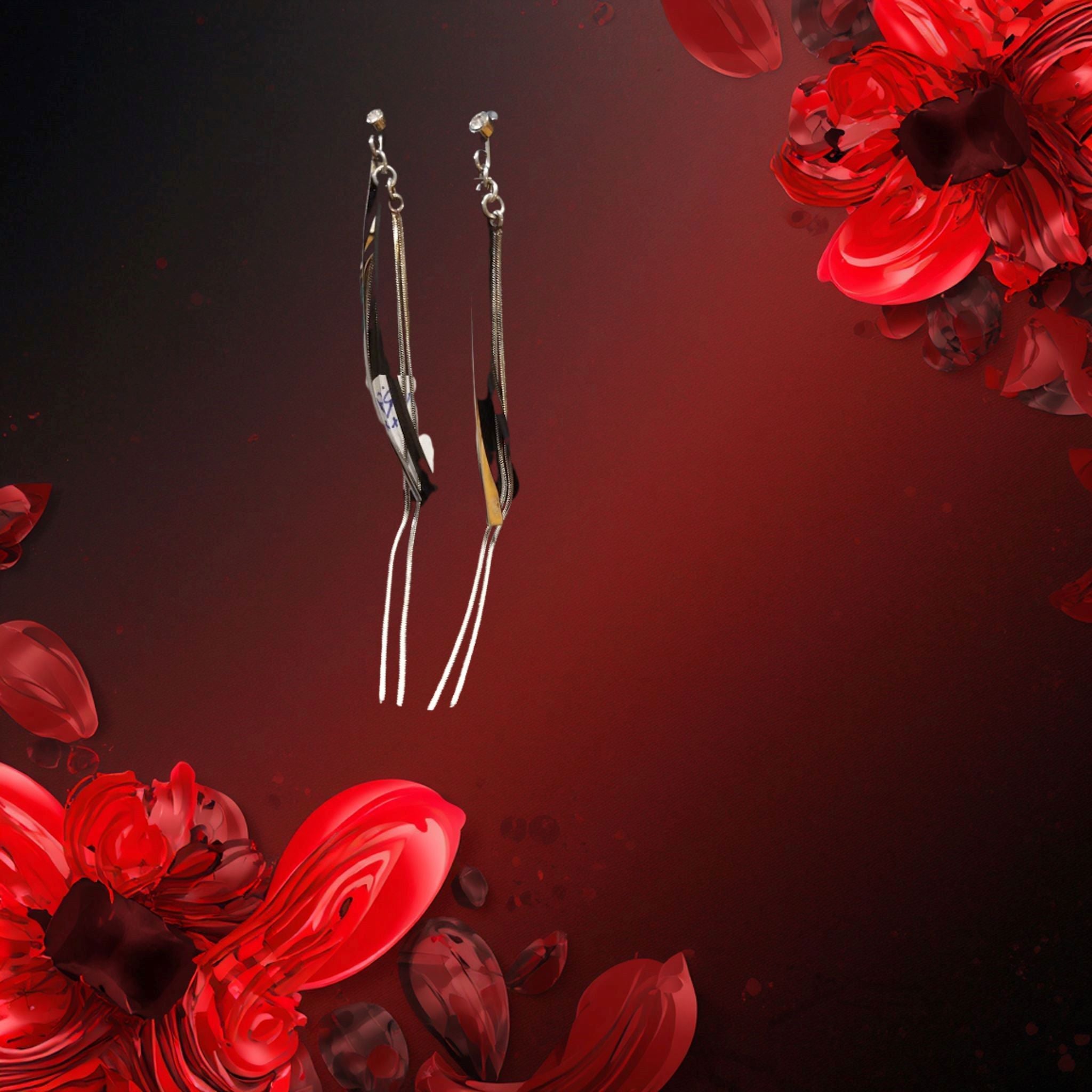  Dominique de Tocara sont de longues boucles minimalistes à crochets en acier inoxydable Cuir Noir