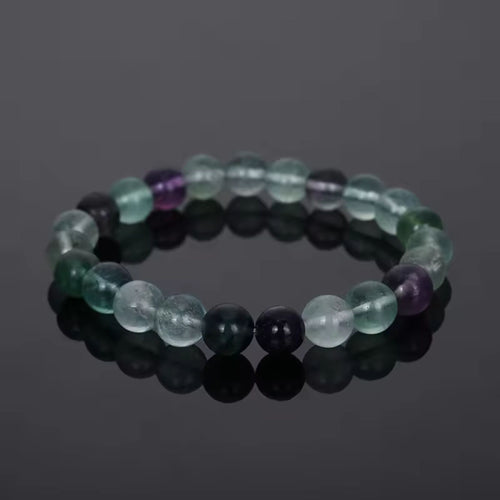 Bracelet Perles Synthétiques Fluorite Vert Violet | Art & Trésorts - Art & Trésorts