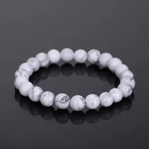 Bracelet Perles Synthétiques Howlite Blanc Marbré | Art & Trésorts - Art & Trésorts