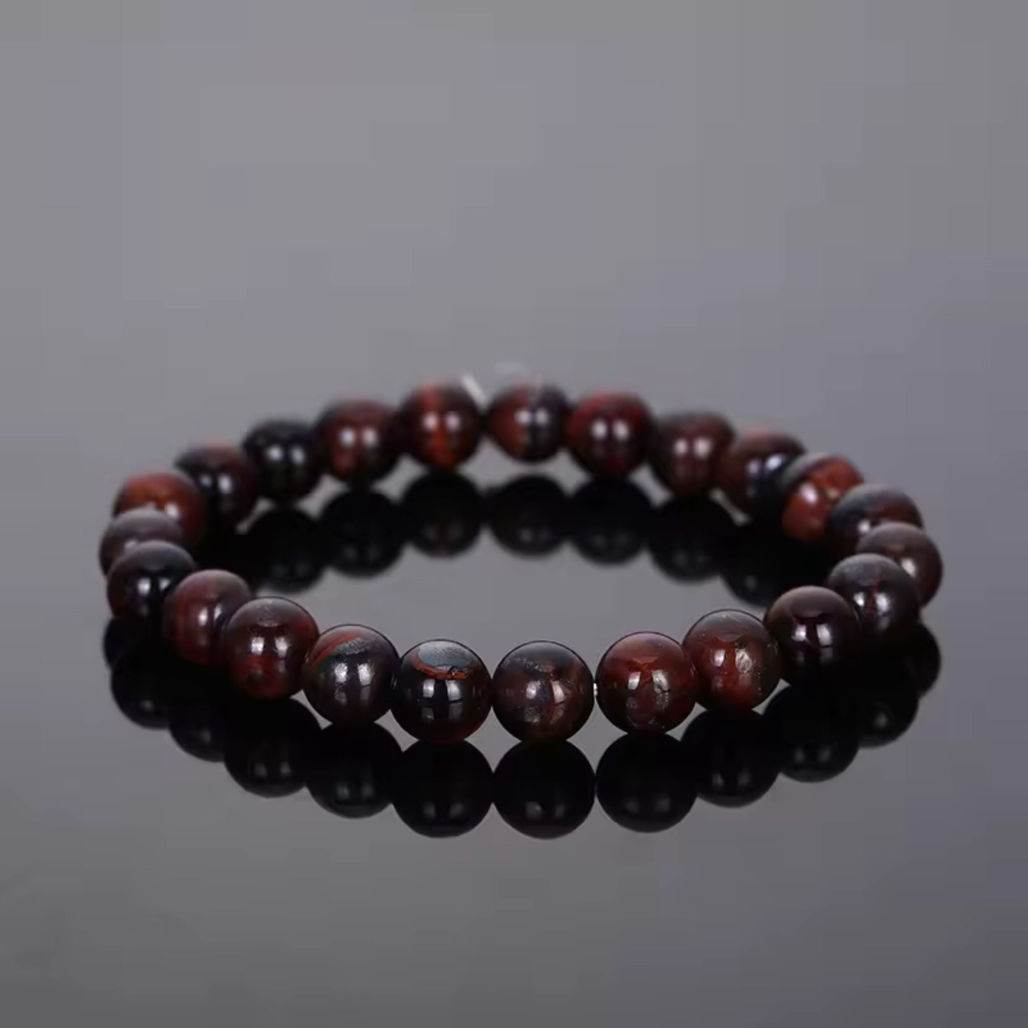 Bracelet Perles Synthétiques Œil de Tigre Rouge | Art & Trésorts - Art & Trésorts