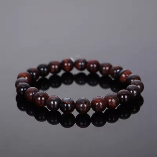 Bracelet Perles Synthétiques Œil de Tigre Rouge | Art & Trésorts - Art & Trésorts