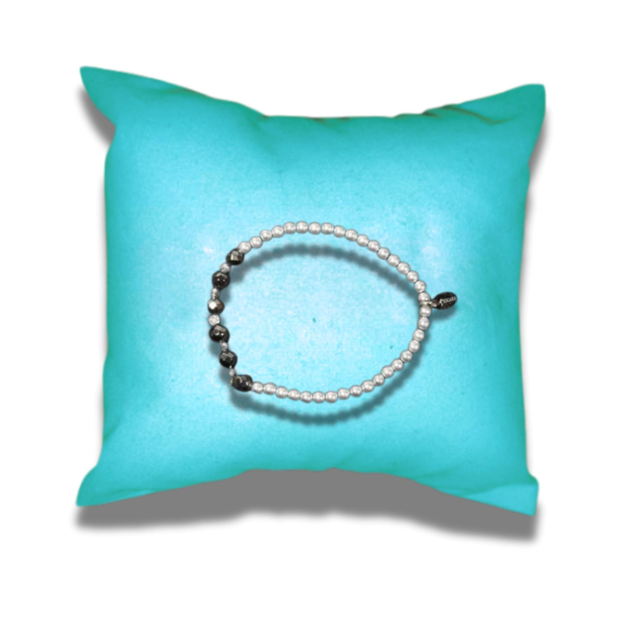 Bracelet Tocara - Acier Inox. Perles Argent & Hématite 7 po - Art & Trésorts