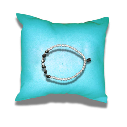 Bracelet Tocara - Acier Inox. Perles Argent & Hématite 7 po - Art & Trésorts