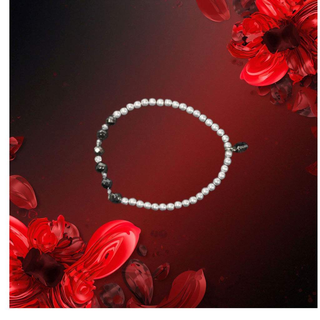 Bracelet Tocara - Acier Inox. Perles Argent & Hématite 7 po - Art & Trésorts