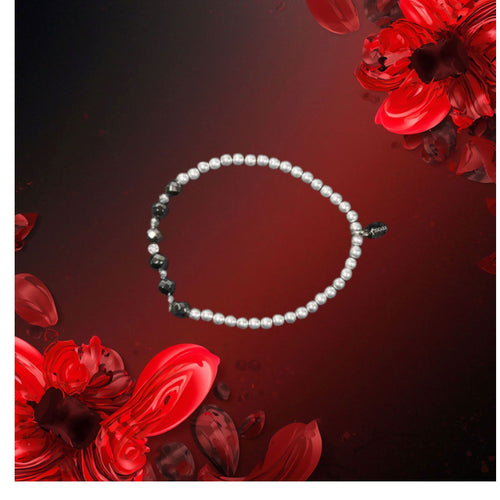 Bracelet Tocara - Acier Inox. Perles Argent & Hématite 7 po - Art & Trésorts